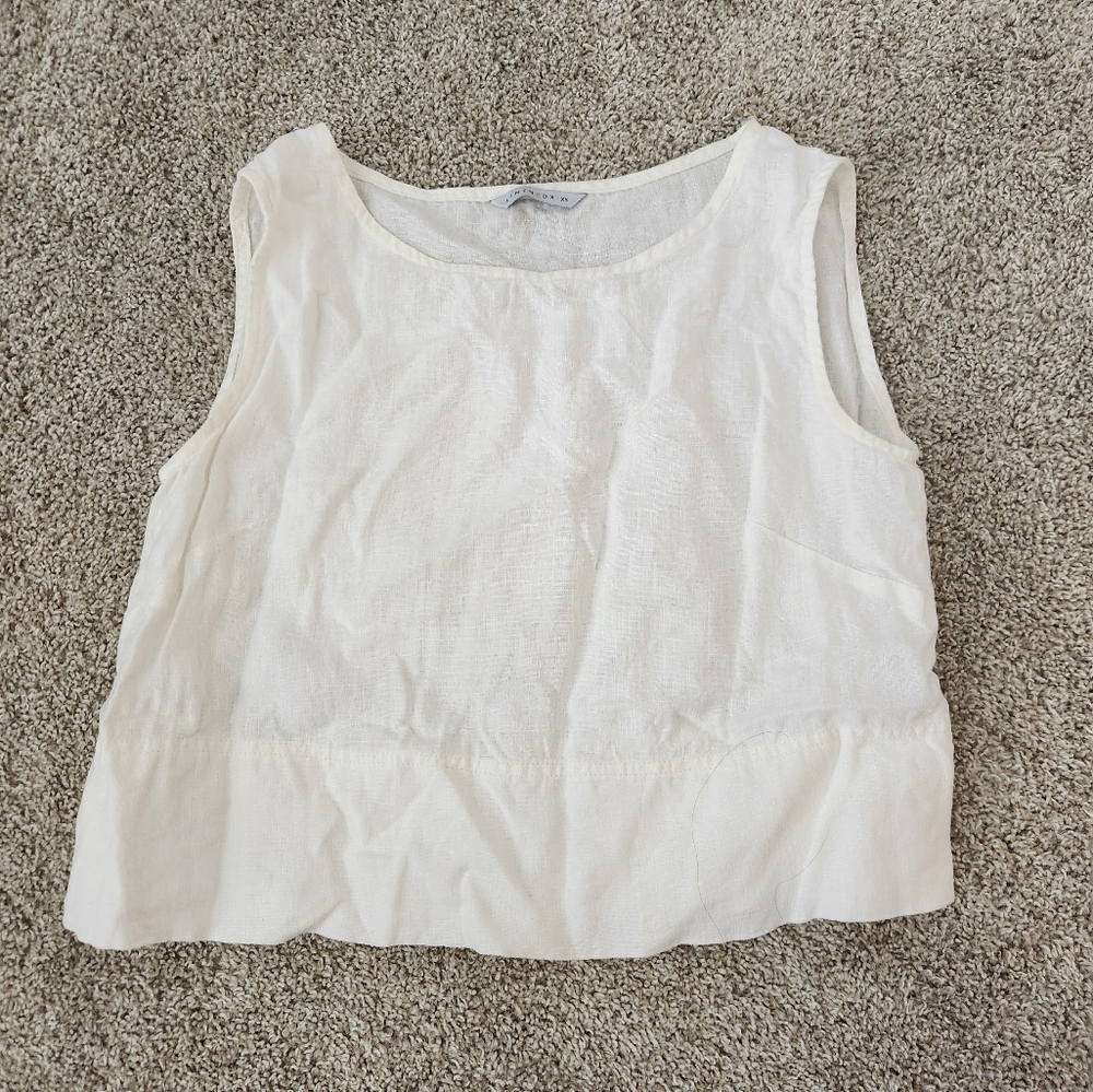 Linenfox White Cropped Tank